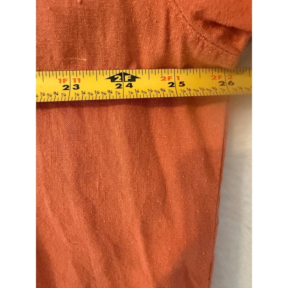 Selene Paris 100% Silk 2 Piece Set Womens 2X Coral Orange Shirt & Pants Suit
